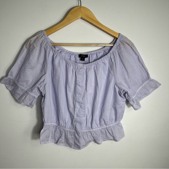J. Crew NWT Swiss Dot Gathered Scoopneck Top, Size M, Sweet Hyacinth Purple - Picture 1 of 8